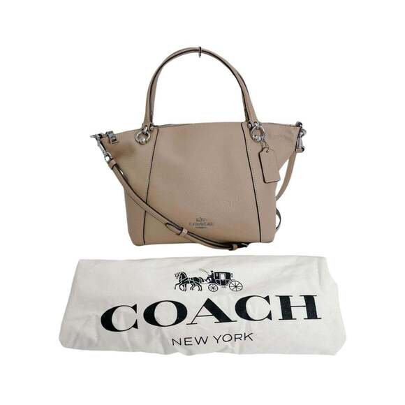 Coach Casey Leather Satchel Bag Beige C6229 2-Way Handbag
